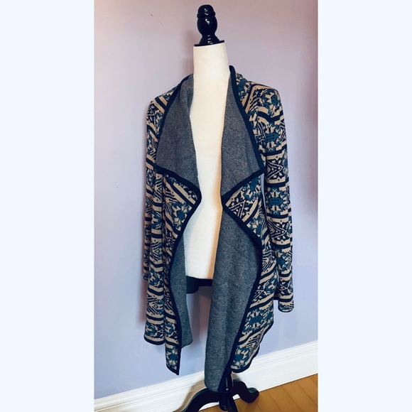 Lucky Brand Open Front Waterfall Aztec Print cardigan - Picture 3 of 4